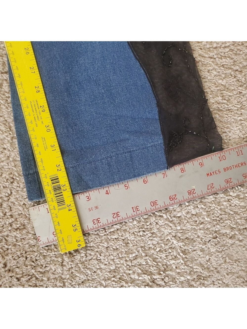 Cache Embroidered Flare Jeans Lace Detail Women Size 6 - Picture 13 of 16